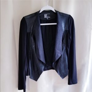 KFTC black faux leather open cardigan- small